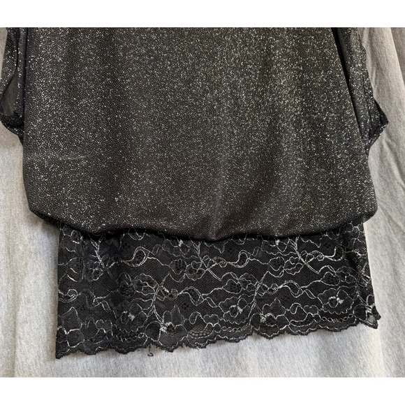 Studio Y Black Silver Glitter Lace Fairy Whimsigoth Rave Disco Y2K Womens Small - Picture 9 of 9